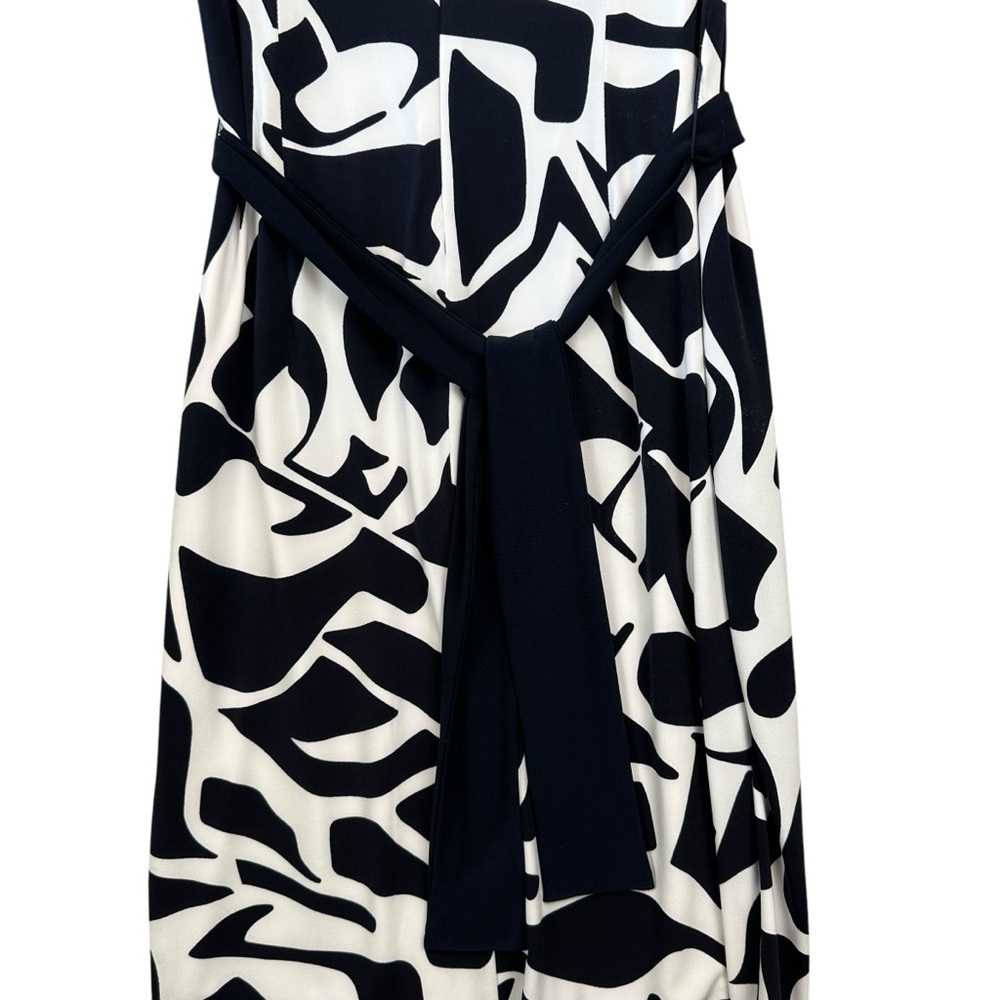 Joseph Ribkoff dress black-white Off-shoulder silhouette pattern Sz 6 - Picture 9 of 13